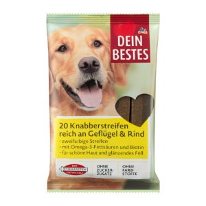 اسنک تشویقی سگ دین بستس با طعم گوشت گاو و پرندگان Dein Bestes Dog with Beef & Poultry بسته 20 عددی