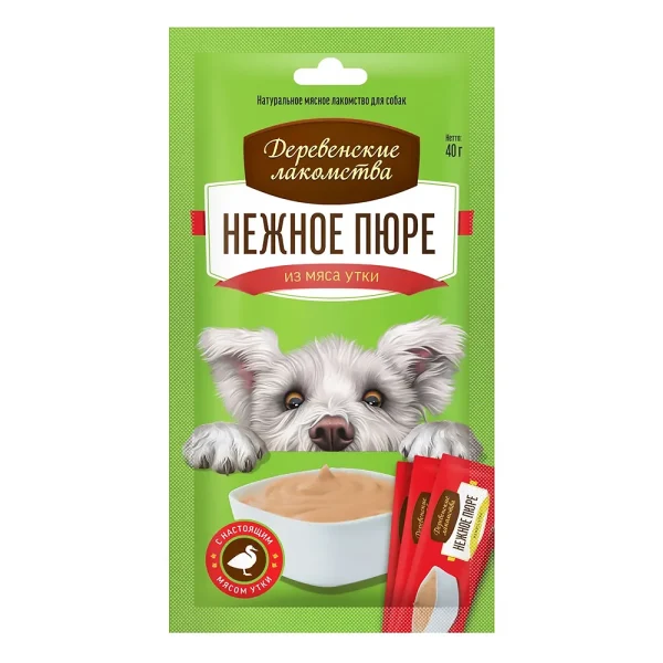Village-treats-Delicate-puree-for-dogs-from-duck-meat-10-g-x-4-pcs