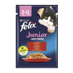 پوچ بچه گربه فلیکس با طعم گوشت گاو Felix Kitten With Beef وزن 85 گرم