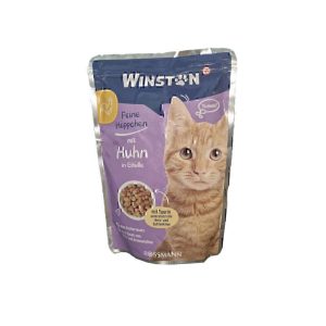 پوچ گربه وینستون با طعم مرغ و تخم مرغ وزن 100 گرم