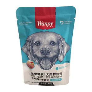 پوچ سگ ونپی با طعم مرغ و تاندون گاو Wanpy Chicken & Beef Tendon وزن ۸۰ گرم